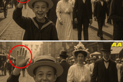 A boy waves at the camera in 1909 — but when they zoom in on the corner of the photo, they realize..